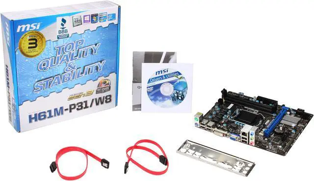 Alt view image 6 of 5 - MSI H61M-P31/W8 LGA 1155 Intel H61 Micro ATX Intel Motherboard with UEFI BIOS