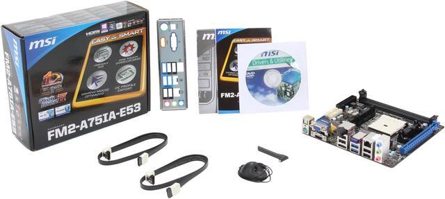 Alt view image 5 of 5 - MSI FM2-A75IA-E53 FM2 AMD A75 (Hudson D3) USB 3.0 HDMI Mini ITX AMD Motherboard