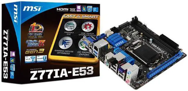 Alt view image 4 of 4 - MSI Z77IA-E53 LGA 1155 Intel Z77 HDMI USB 3.0 Mini ITX Intel Motherboard with UEFI BIOS
