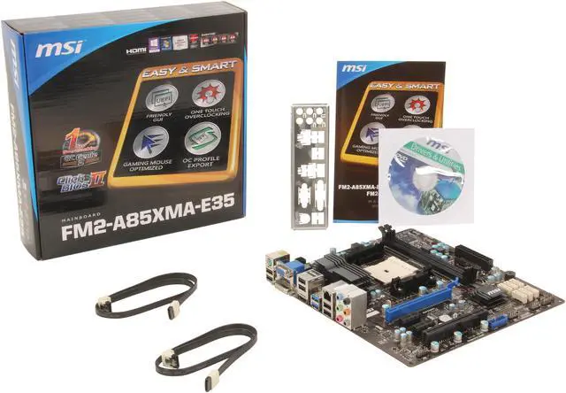 Alt view image 5 of 5 - MSI FM2-A85XMA-E35 FM2 Trinity AMD A85X (Hudson D4) USB 3.0 HDMI Micro ATX AMD Motherboard