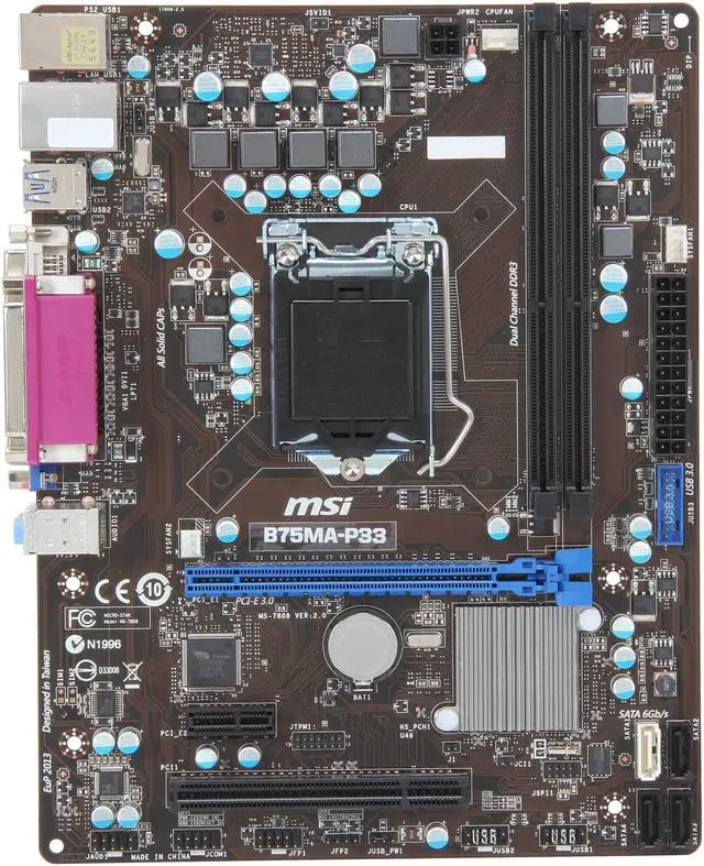 Alt view image 3 of 5 - MSI B75MA-P33 LGA 1155 Intel B75 USB 3.0 Micro ATX Intel Motherboard with UEFI BIOS