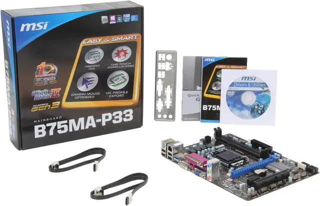 Alt view image 5 of 5 - MSI B75MA-P33 LGA 1155 Intel B75 USB 3.0 Micro ATX Intel Motherboard with UEFI BIOS