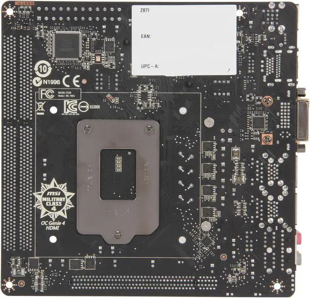 Alt view image 4 of 5 - MSI Z87I LGA 1150 Intel Z87 HDMI USB 3.0 Mini ITX Intel Motherboard