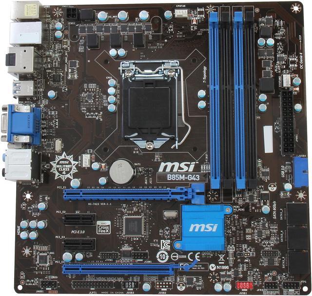 Alt view image 3 of 5 - MSI B85M-G43 LGA 1150 Intel B85 HDMI USB 3.0 Micro ATX High Performance CF Intel Motherboard