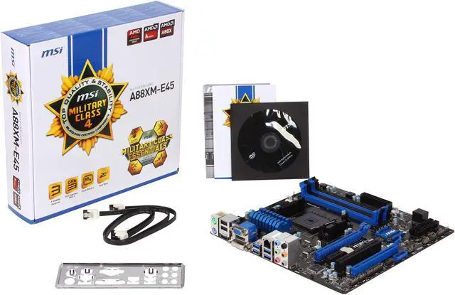 Alt view image 5 of 5 - MSI A88XM-E45 FM2+ / FM2 AMD A88X (Bolton D4) USB 3.0 HDMI Micro ATX AMD Motherboard