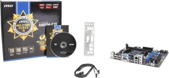Alt view image 5 of 5 - MSI A88XM-E35 FM2+ / FM2 AMD A88X (Bolton D4) USB 3.0 HDMI Micro ATX AMD Motherboard