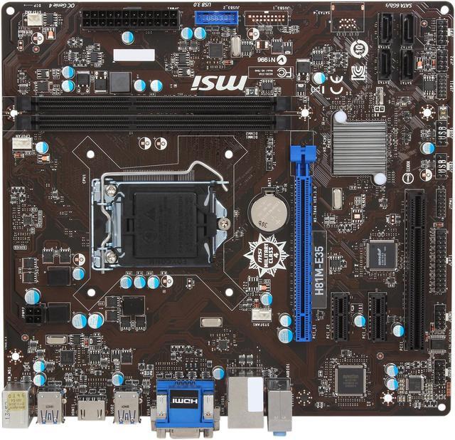 Alt view image 3 of 5 - MSI H81M-E35 LGA 1150 Intel H81 HDMI USB 3.0 Micro ATX Intel Motherboard