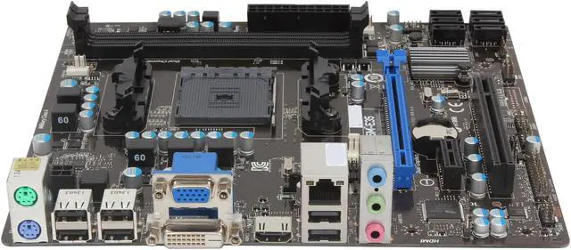 Alt view image 2 of 5 - MSI A55M-E35 FM2+ / FM2 AMD A55 (Hudson D2) HDMI Micro ATX AMD Motherboard