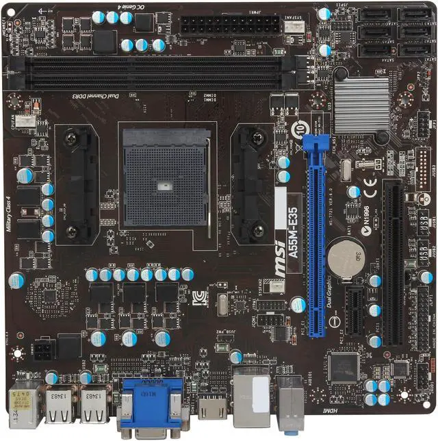 Alt view image 3 of 5 - MSI A55M-E35 FM2+ / FM2 AMD A55 (Hudson D2) HDMI Micro ATX AMD Motherboard