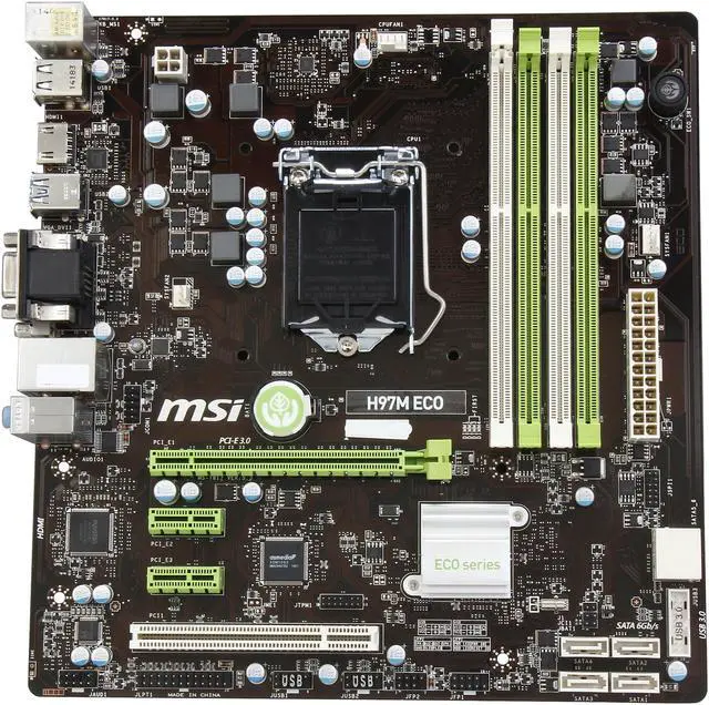 Alt view image 3 of 5 - MSI H97M Eco LGA 1150 Intel H97 HDMI USB 3.0 Micro ATX Intel Motherboard