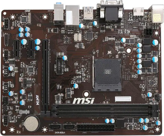 Alt view image 3 of 5 - MSI AM1M AM1 AMD APU USB 3.0 HDMI Micro ATX AMD Motherboard