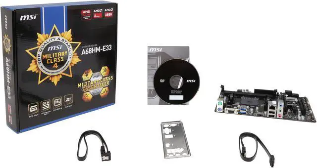 Alt view image 5 of 5 - MSI A68HM-E33 FM2+ AMD A68H USB 3.0 HDMI Micro ATX AMD Motherboard