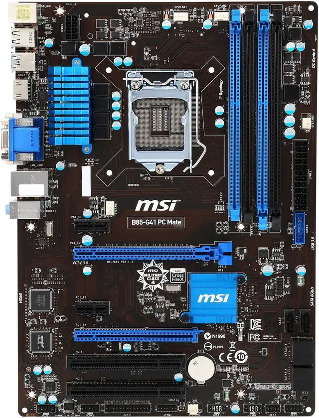 Alt view image 3 of 5 - MSI B85-G41 PC MATE-R LGA 1150 Intel B85 HDMI SATA 6Gb/s USB 3.0 ATX High Performance CF Intel Motherboard Certified Refurbished