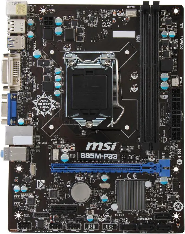 Alt view image 3 of 4 - MSI B85M-P33 LGA 1150 Intel B85 SATA 6Gb/s USB 3.0 Micro ATX Entry DVI Business Intel Motherboard