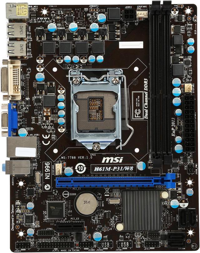 MSI H61M-P31/W8, LGA 1155/Socket H2, Intel Motherboard for sale online