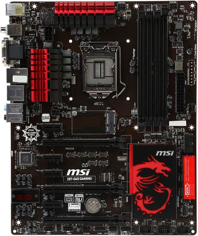 Alt view image 3 of 5 - MSI Z87-G45 Gaming-R LGA 1150 Intel Z87 HDMI SATA 6Gb/s USB 3.0 ATX Pro Gaming with Killer Networking & Sound Blaster Intel Motherboard Certified Refurbished