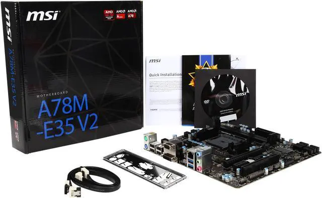 Alt view image 5 of 5 - MSI A78M-E35 V2 FM2+ AMD A78 USB 3.0 HDMI Micro ATX AMD Motherboard
