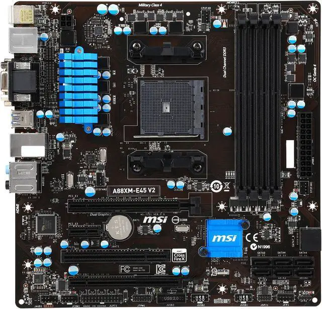 Alt view image 3 of 5 - MSI A88XM-E45 V2 FM2+ AMD A88X USB 3.0 HDMI Micro ATX AMD Motherboard