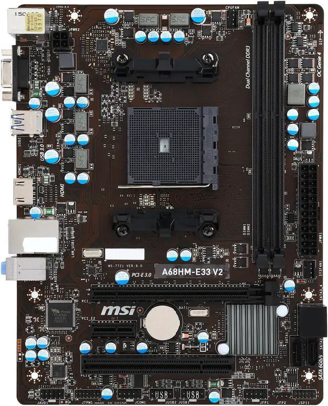 Alt view image 4 of 7 - MSI A68HM-E33 V2 FM2+ AMD A68H USB 3.0 HDMI Micro ATX AMD Motherboard