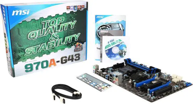 Alt view image 5 of 5 - MSI 970A-G43 AM3+ AMD 970 + SB950 6 x SATA 6Gb/s ports by AMD SB950
- Supports storage and data transfers at up to 6Gb/s USB 3.0 ATX AMD Motherboard Certified Refurbished