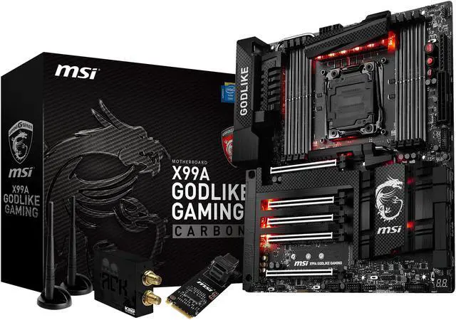 Alt view image 7 of 7 - MSI X99A GodLike Gaming Carbon LGA 2011-v3 Intel X99 USB 3.1 Extended ATX Intel Motherboard
