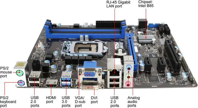 Alt view image 2 of 5 - MSI B85M-E45 LGA 1150 Intel B85 HDMI USB 3.0 Micro ATX Intel Motherboard