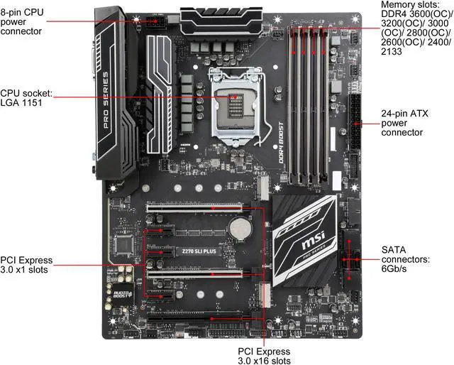 Alt view image 10 of 12 - MSI Z270 SLI PLUS LGA 1151 Intel Z270 HDMI USB 3.1 ATX Intel Motherboard