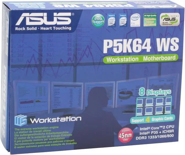 Alt view image 6 of 6 - ASUS P5K64 WS LGA 775 Intel P35 ATX Intel Motherboard