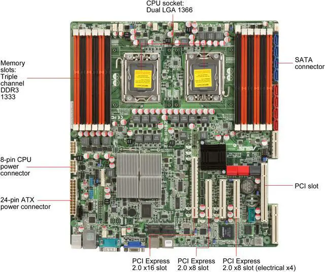 Alt view image 3 of 5 - ASUS Z8NR-D12(ASMB4-IKVM) Dual LGA 1366 Intel 5500 Tylersburg SSI EEB 3.61 Dual Intel Xeon 5500 and 5600 Series w/ Remote Management Server Motherboard