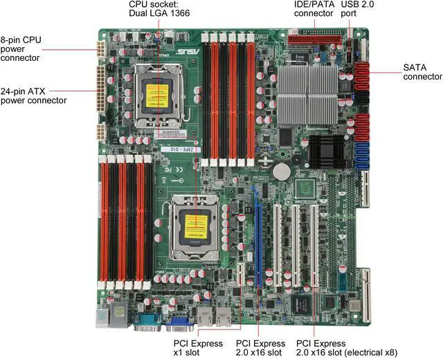 Alt view image 3 of 5 - ASUS Z8PE-D12(ASMB4-IKVM) Dual LGA 1366 Intel 5520 Tylersburg Dual Intel Xeon 5500 and 5600 Series w/ Remote Management Server Motherboard