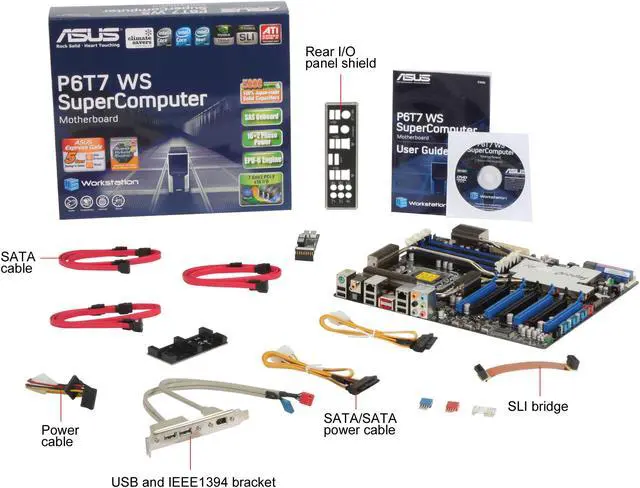 Alt view image 5 of 5 - ASUS P6T7 WS Supercomputer "Ultimate Gamer" choose 3Way SLI + PhysX at Real X16 X58 CEB Intel Motherboard