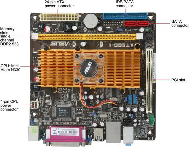 Alt view image 3 of 5 - ASUS AT3GC-I Intel Atom 330 479 Intel 945GC Mini ITX Motherboard / CPU Combo