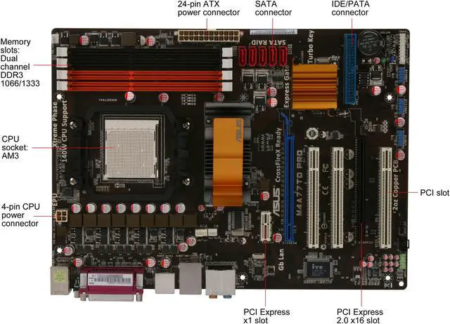 Alt view image 9 of 10 - ASUS M4A77TD Pro AM3 AMD 770 ATX AMD Motherboard