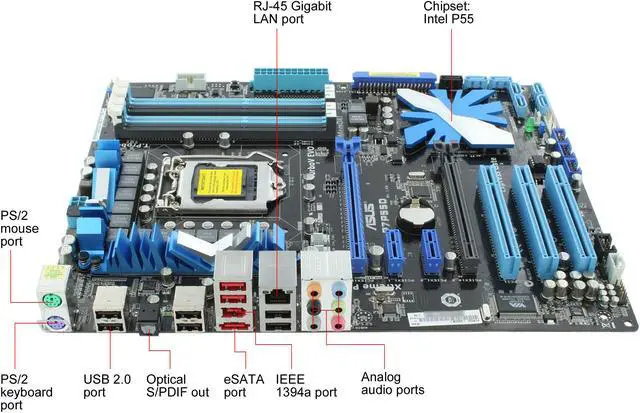 Alt view image 8 of 11 - ASUS P7P55D LGA 1156 Intel P55 ATX Intel Motherboard