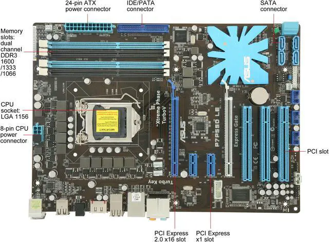 Alt view image 9 of 11 - ASUS P7P55D LE LGA 1156 Intel P55 ATX Intel Motherboard