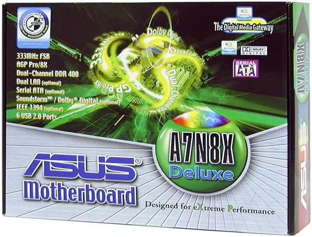 Alt view image 5 of 5 - ASUS A7N8X Deluxe 462(A) NVIDIA nForce2 Ultra 400 ATX AMD Motherboard