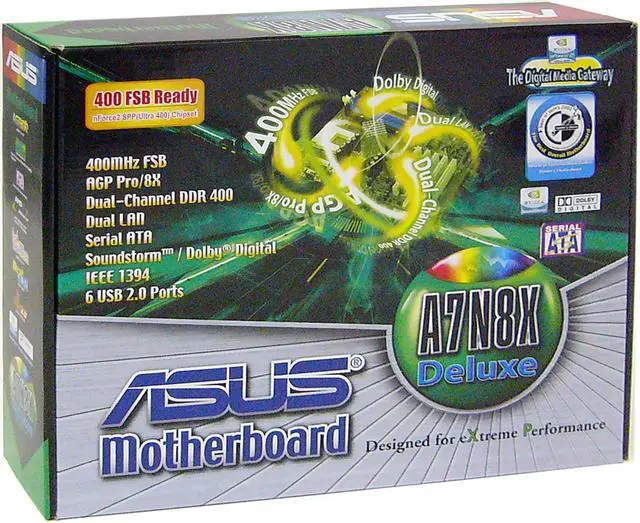 Alt view image 4 of 5 - ASUS A7N8X Deluxe 462(A) NVIDIA nForce2 Ultra 400 ATX AMD Motherboard