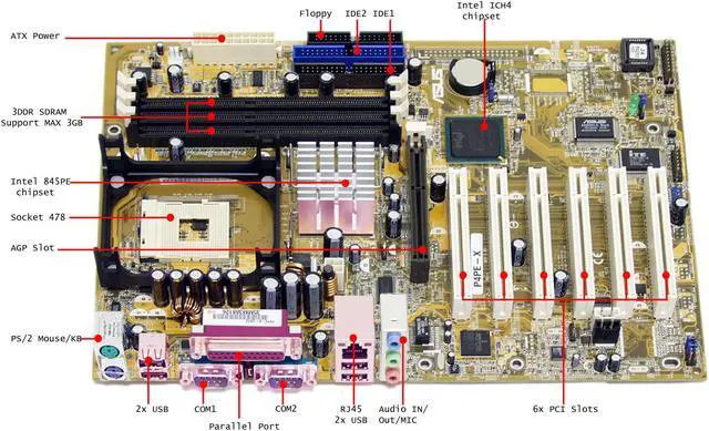 Alt view image 2 of 4 - ASUS P4PE-X Socket 478 Intel 845PE ATX Intel Motherboard