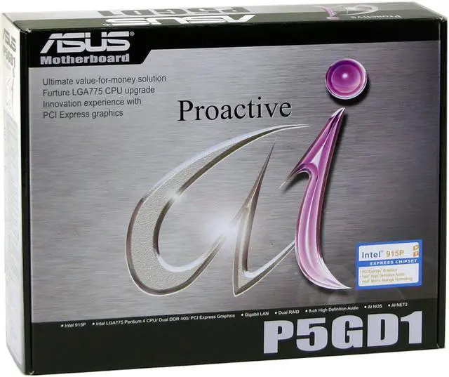 Alt view image 4 of 4 - ASUS P5GD1 LGA 775 Intel 915P ATX Intel Motherboard