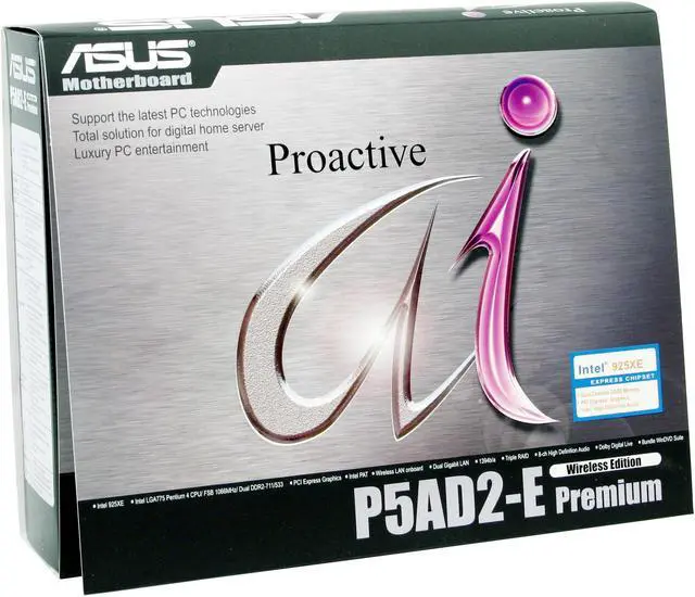 Alt view image 6 of 6 - ASUS P5AD2-E Premium LGA 775 Intel 925XE ATX Intel Motherboard