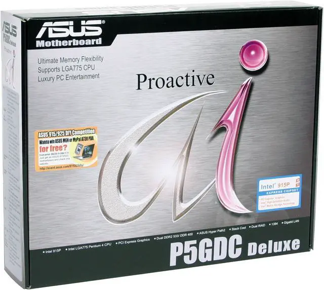 Alt view image 5 of 5 - ASUS P5GDC Deluxe LGA 775 Intel 915P ATX Intel Motherboard