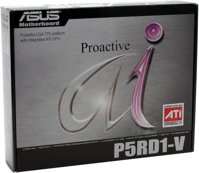 Alt view image 5 of 5 - ASUS P5RD1-V LGA 775 ATI Radeon Xpress 200 ATX Intel Motherboard