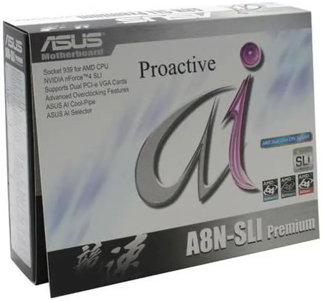 Alt view image 6 of 6 - ASUS A8N-SLI Premium 939 NVIDIA nForce4 SLI ATX AMD Motherboard