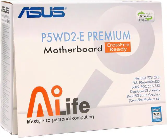 Alt view image 6 of 6 - ASUS P5WD2-E Premium LGA 775 Intel 975X ATX Intel Motherboard