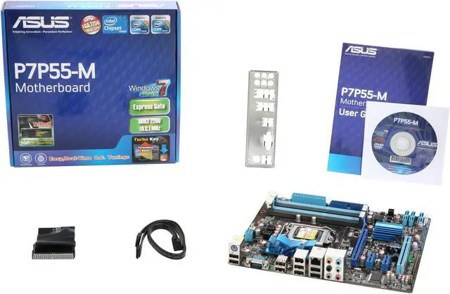 Alt view image 5 of 5 - ASUS P7P55-M LGA 1156 Intel P55 Micro ATX Intel Motherboard