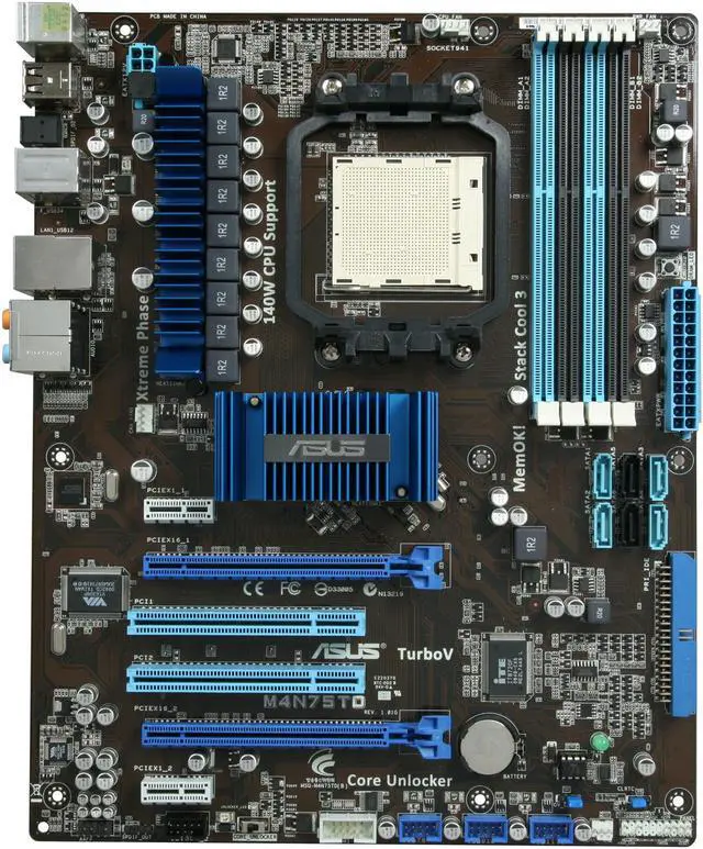 Alt view image 3 of 5 - ASUS M4N75TD AM3 NVIDIA nForce 750a SLI ATX AMD Motherboard