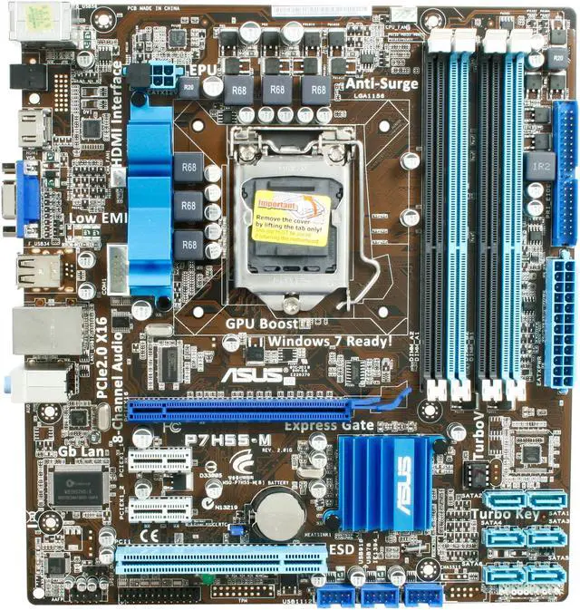 Alt view image 3 of 5 - ASUS P7H55-M/CSM LGA 1156 Intel H55 HDMI Micro ATX Intel Motherboard