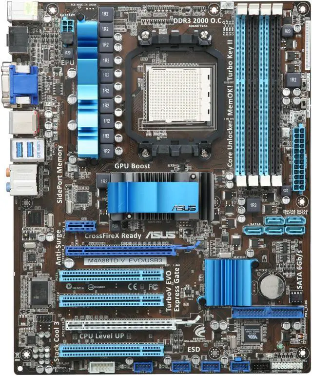 Alt view image 3 of 5 - ASUS M4A88TD-V EVO/USB3 AM3 AMD 880G USB 3.0 HDMI ATX AMD Motherboard