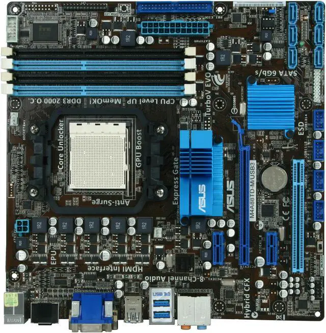 Alt view image 3 of 5 - ASUS M4A88TD-M/USB3 AM3 AMD 880G USB 3.0 HDMI Micro ATX AMD Motherboard