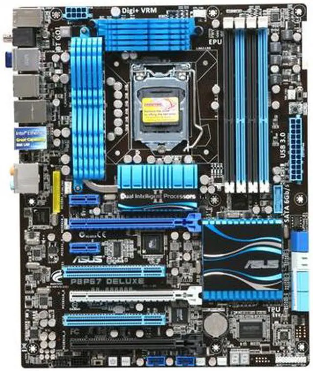 Alt view image 3 of 5 - ASUS P8P67 Deluxe LGA 1155 Intel P67 USB 3.0 ATX Intel Motherboard